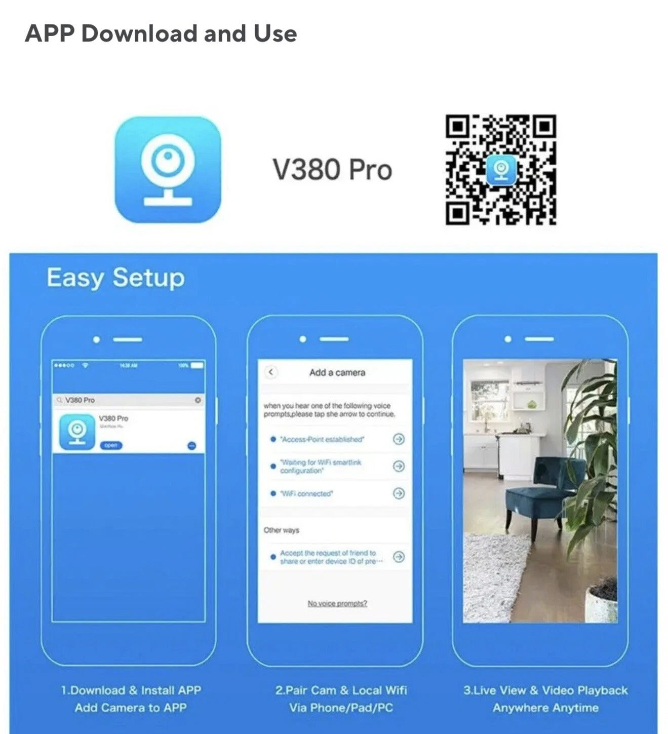 Wireless Baby Monitor Camera with 2-Way Intercom