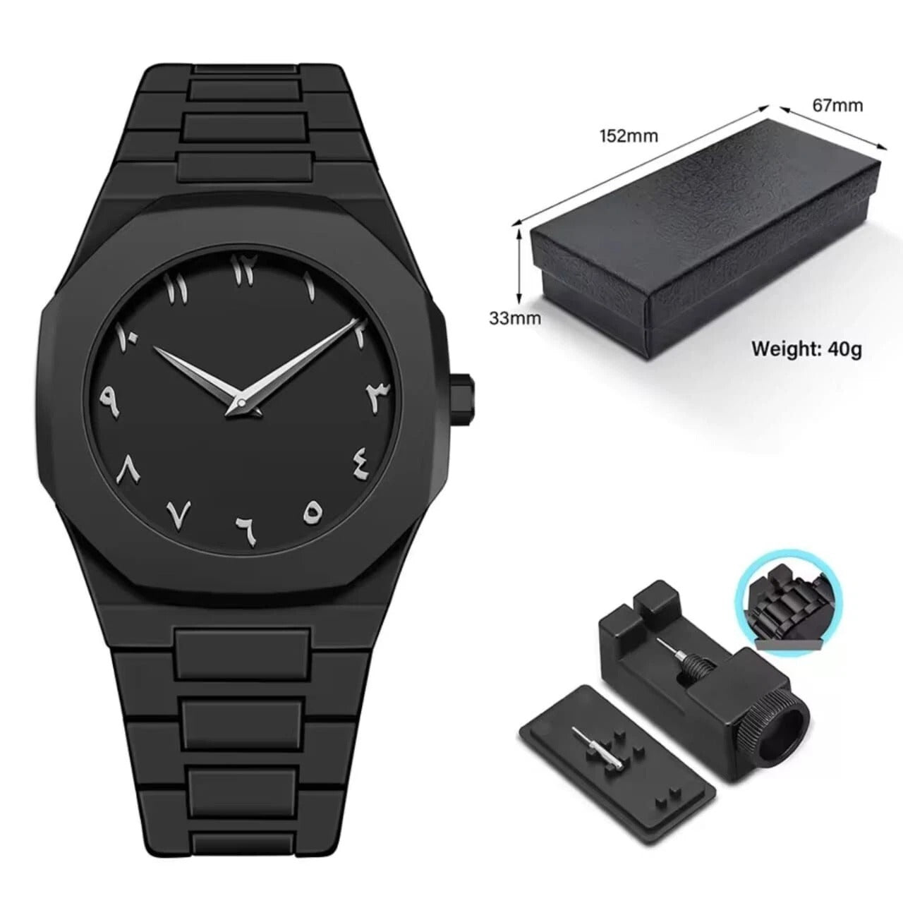 Black Arabic Dial Quartz Watch for Men – Timeless Elegance in Every Second