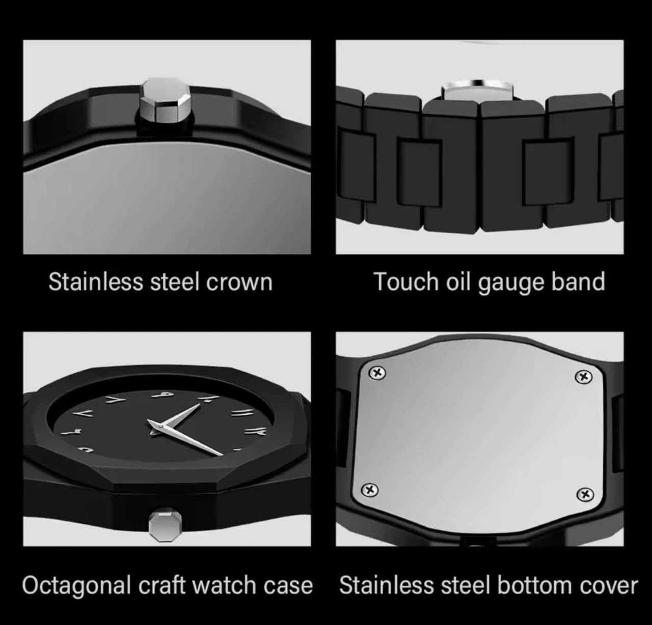 Black Arabic Dial Quartz Watch for Men – Timeless Elegance in Every Second