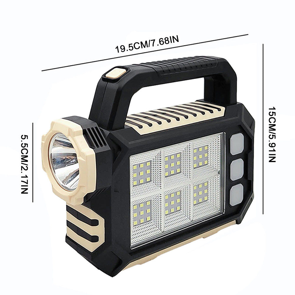 Rechargeable Solar LED Flashlight | 3 Modes & Work Light | Portable & USB Powered
