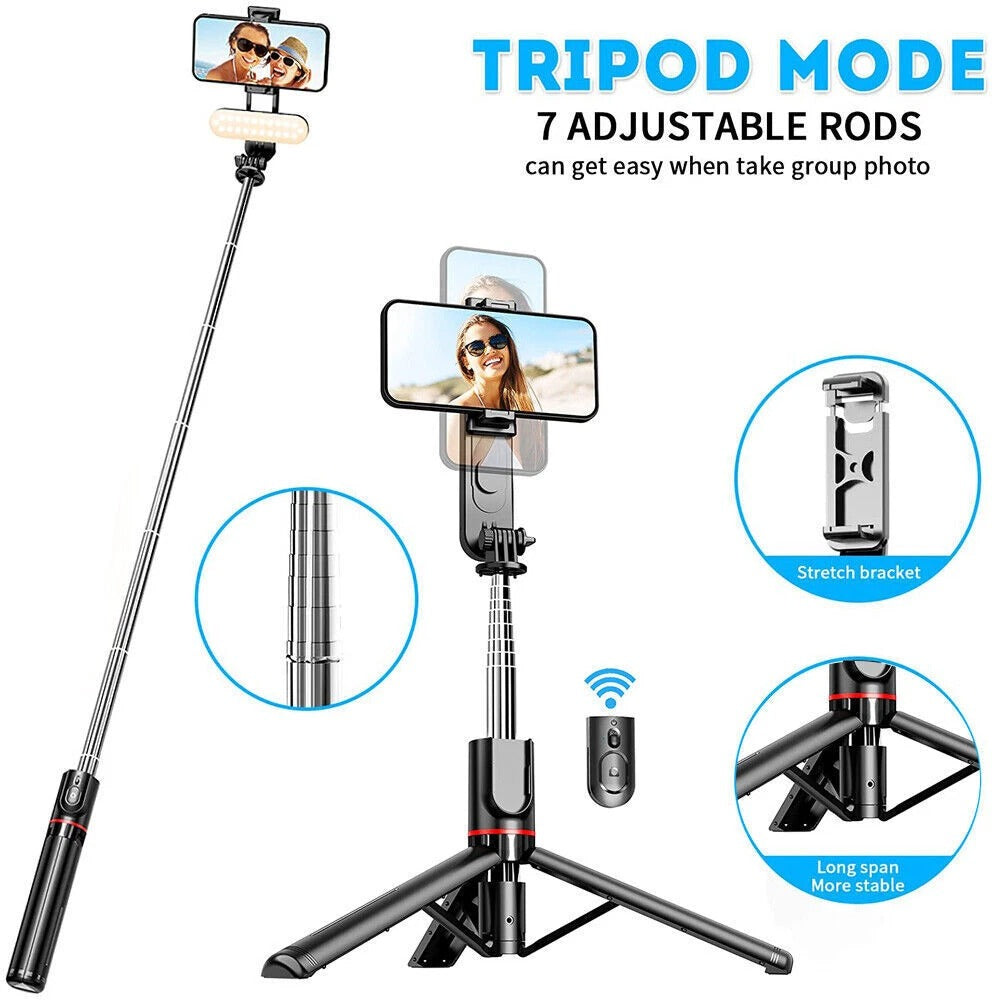Selfie Stick Tripod Stand with Bluetooth Remote | Adjustable & Portable for Perfect Shots