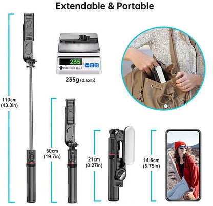 Selfie Stick Tripod Stand with Bluetooth Remote | Adjustable & Portable for Perfect Shots