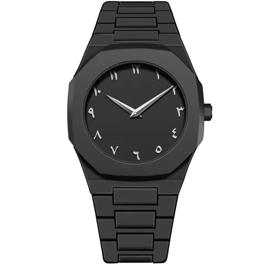 Black Arabic Dial Quartz Watch for Men – Timeless Elegance in Every Second