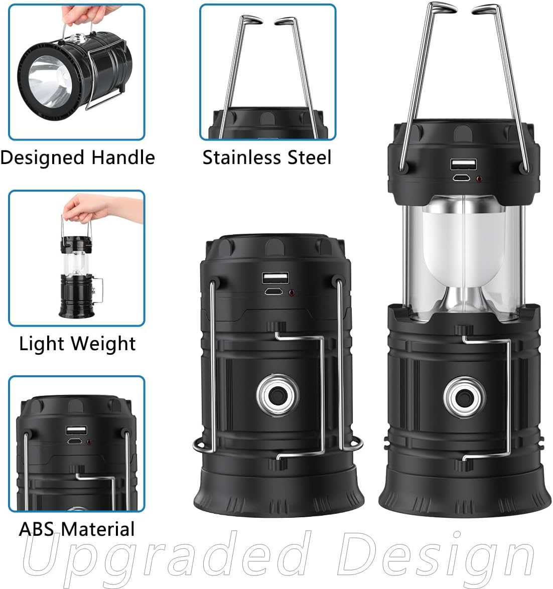 Solar Camping Lantern – USB Rechargeable Emergency Light for Power Outages