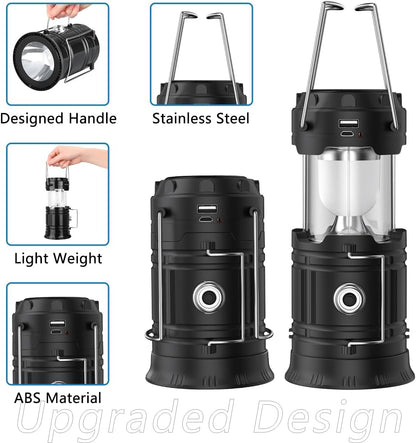 Solar Camping Lantern – USB Rechargeable Emergency Light for Power Outages