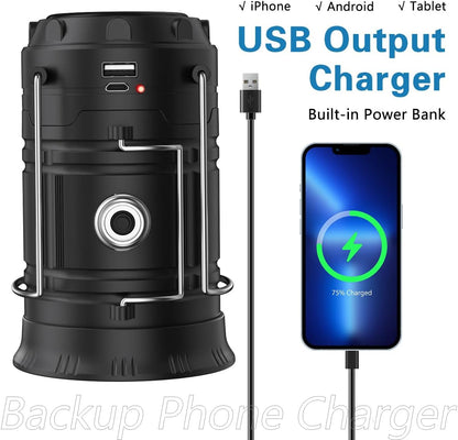 Solar Camping Lantern – USB Rechargeable Emergency Light for Power Outages