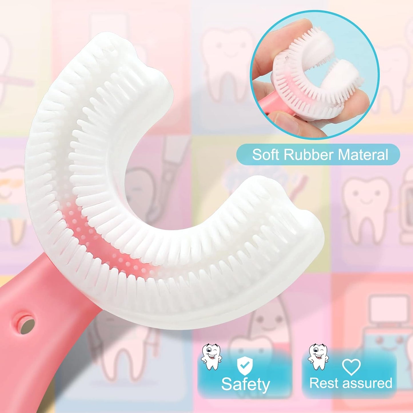 U-Shaped Kids Toothbrush – Soft Silicone 360° Cleaning – 2-Pack for Toddlers & Children