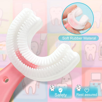 U-Shaped Kids Toothbrush – Soft Silicone 360° Cleaning – 2-Pack for Toddlers & Children