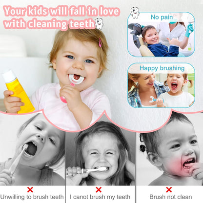 U-Shaped Kids Toothbrush – Soft Silicone 360° Cleaning – 2-Pack for Toddlers & Children