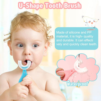 U-Shaped Kids Toothbrush – Soft Silicone 360° Cleaning – 2-Pack for Toddlers & Children