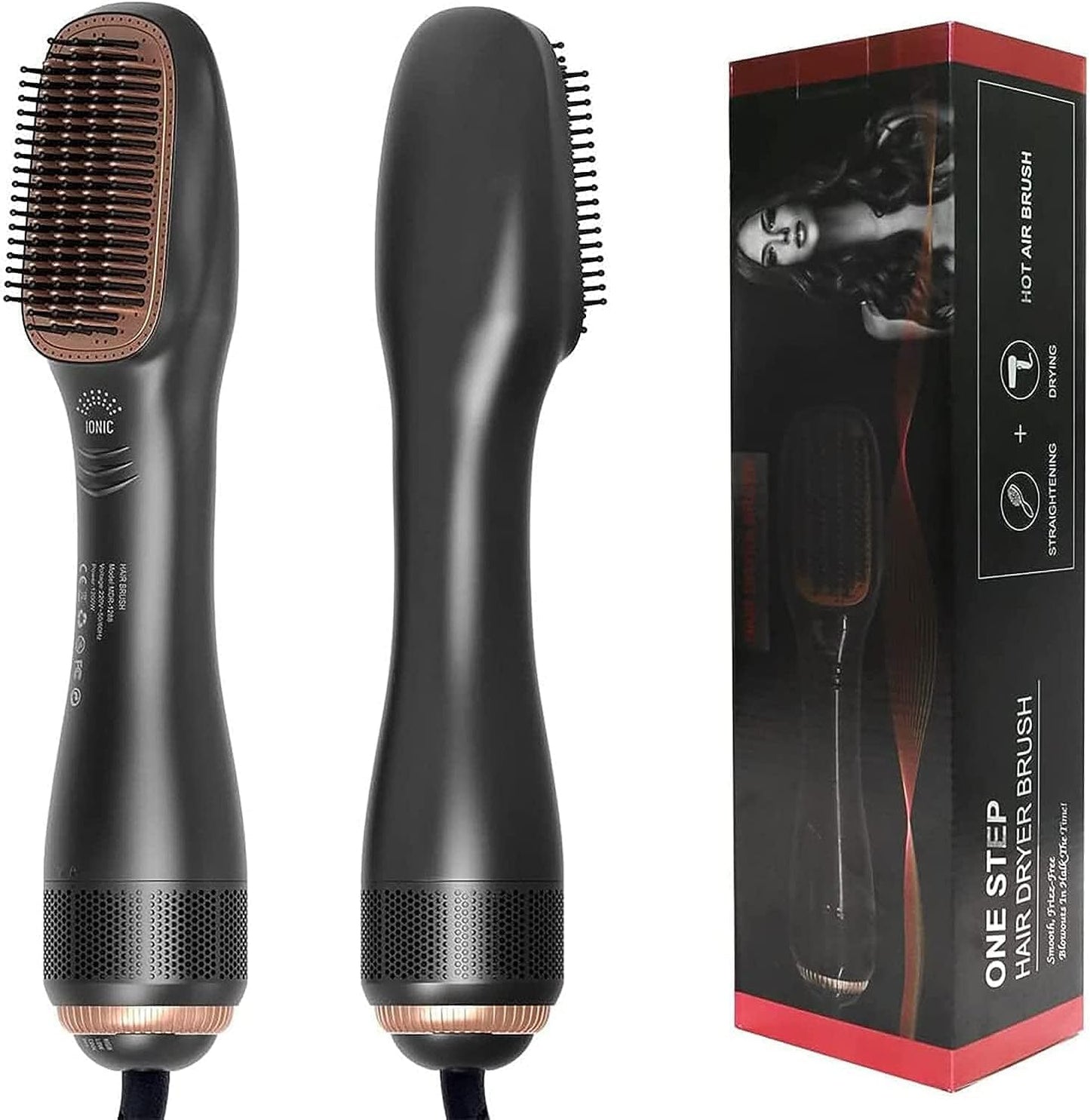 3-in-1 Hot Air Brush Hair Straightener – 1200W Ionic Hair Dryer &amp; Styler