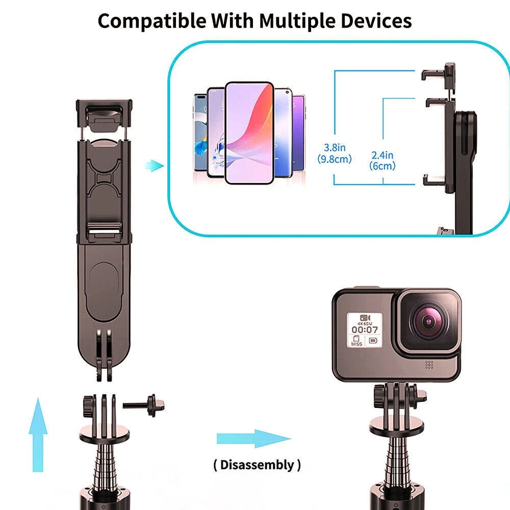 Selfie Stick Tripod Stand with Bluetooth Remote | Adjustable & Portable for Perfect Shots