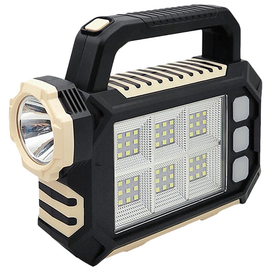 Portable Powerful USB Rechargeable Flashlight – Solar LED Light with Work Light & 3 Gear Modes