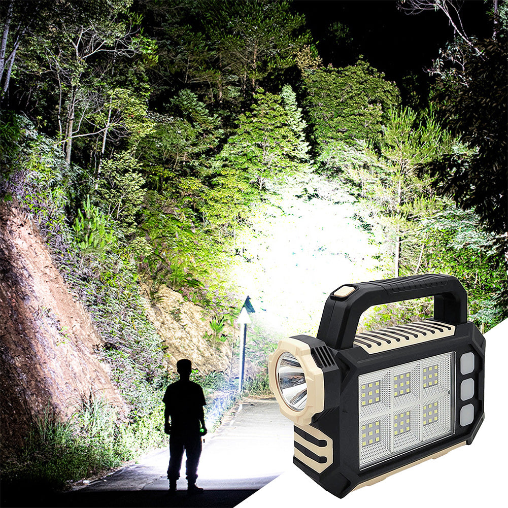 Portable Powerful USB Rechargeable Flashlight – Solar LED Light with Work Light & 3 Gear Modes