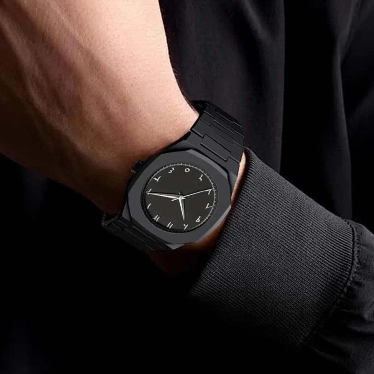 Black Arabic Dial Quartz Watch for Men – Timeless Elegance in Every Second