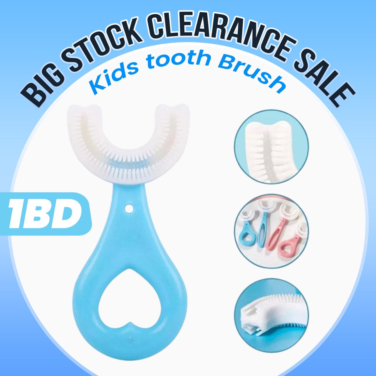 U-Shaped Kids Toothbrush – Soft Silicone 360° Cleaning – 2-Pack for Toddlers & Children