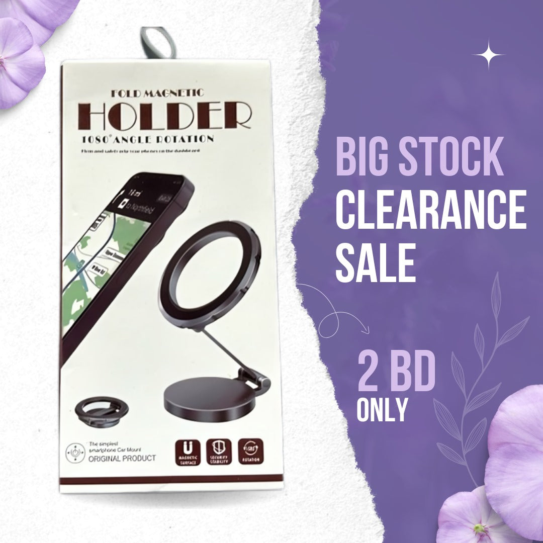 Magnetic Car Phone Holder – 360° Suction Cup Rotating Folding Dashboard Mount