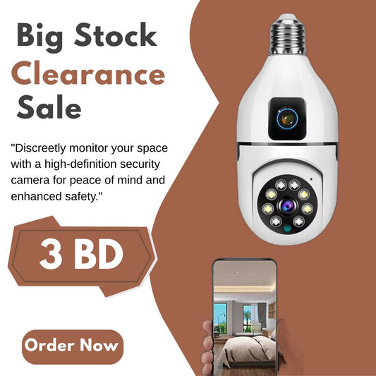 360° WiFi Bulb Camera – Smart Light Bulb Security Cam with Motion Detection