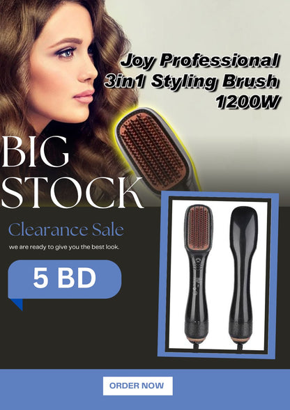 3-in-1 Hot Air Brush Hair Straightener – Dry, Curl & Style in One Tool