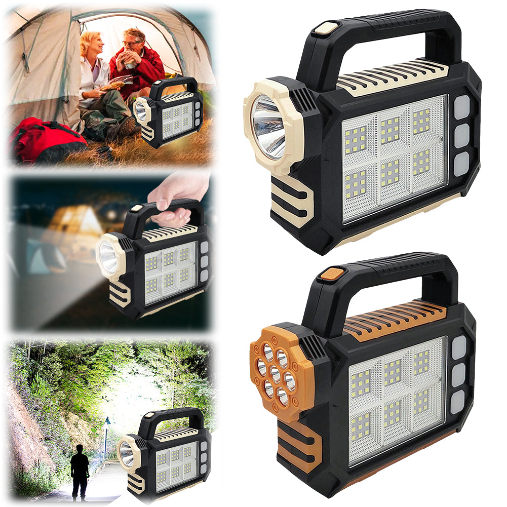 Portable Powerful USB Rechargeable Flashlight – Solar LED Light with Work Light & 3 Gear Modes