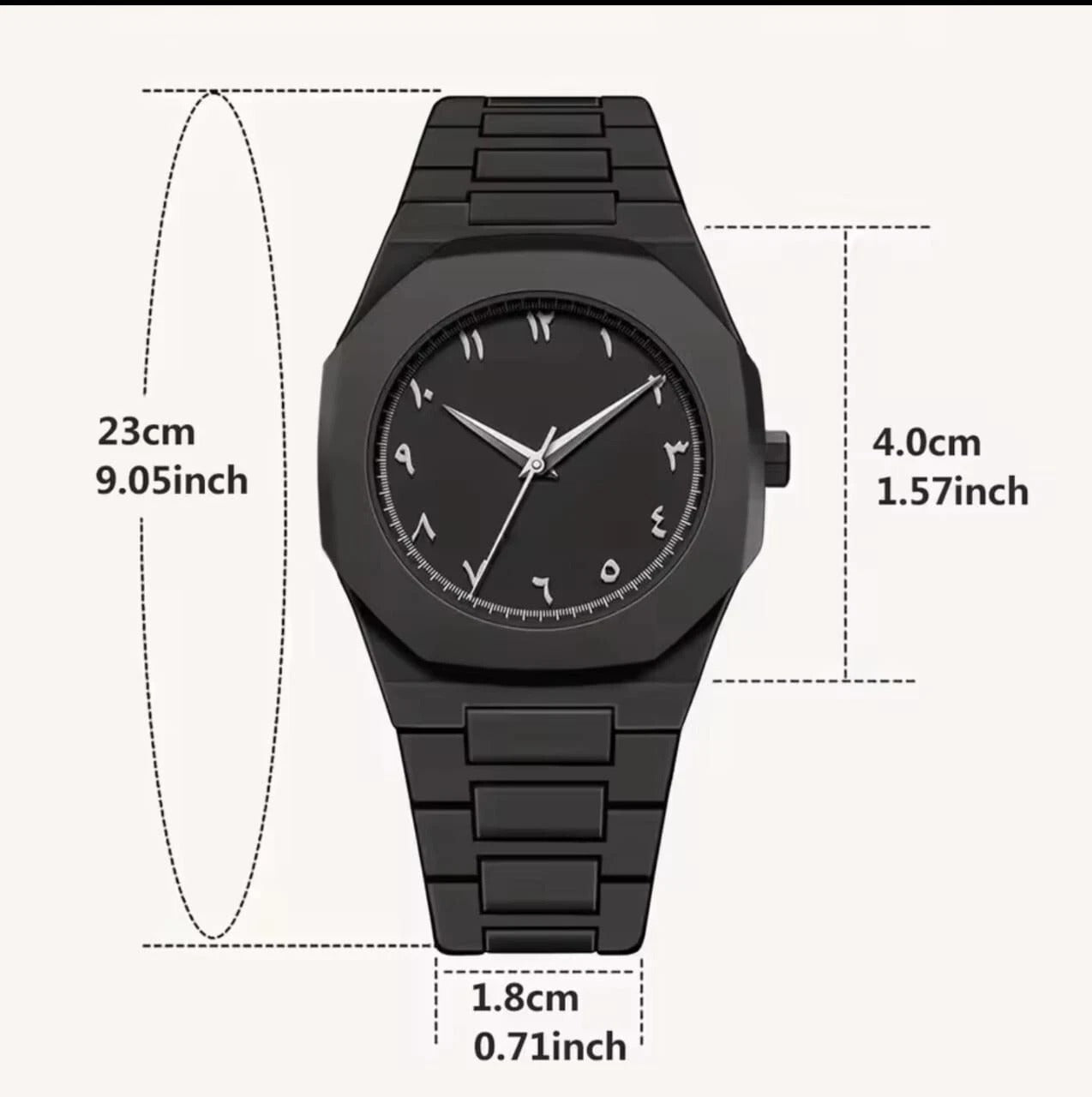 Black Arabic Dial Quartz Watch for Men – Timeless Elegance in Every Second