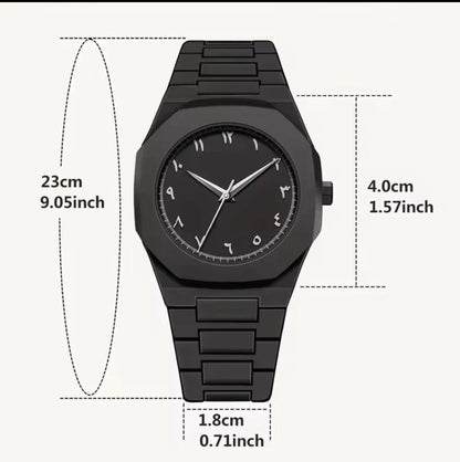 Black Arabic Dial Quartz Watch for Men – Timeless Elegance in Every Second
