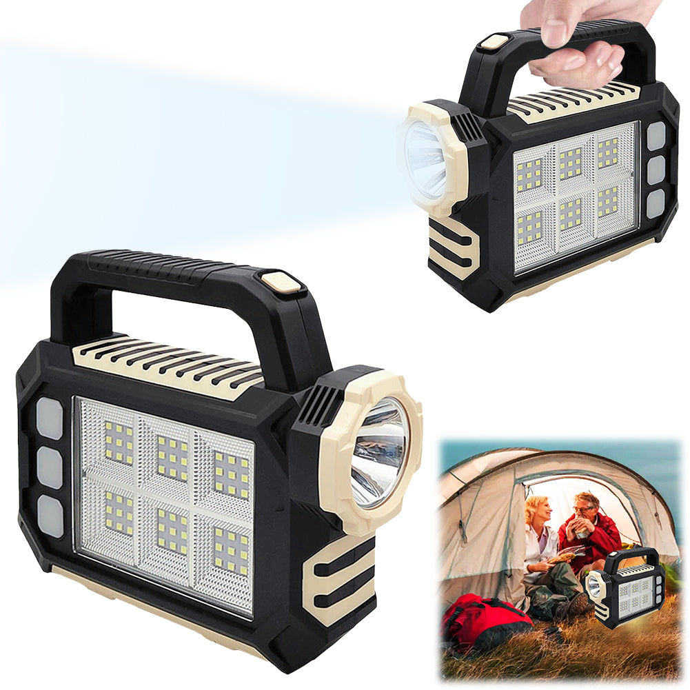 Portable Powerful USB Rechargeable Flashlight – Solar LED Light with Work Light & 3 Gear Modes