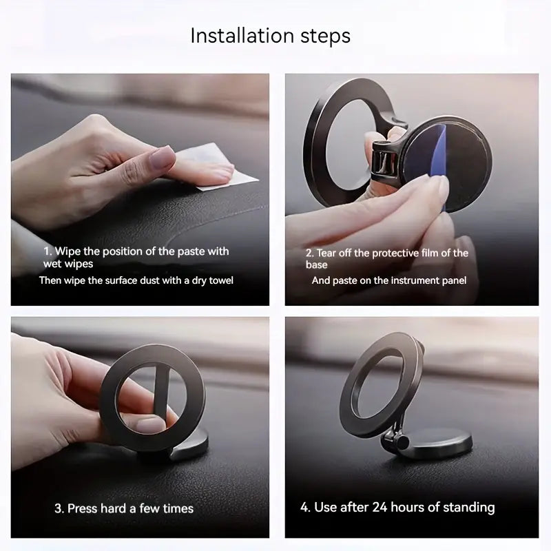 Magnetic Car Phone Holder – 360° Suction Cup Rotating Folding Dashboard Mount