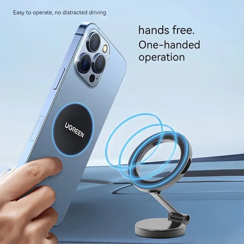 Magnetic Car Phone Holder – 360° Suction Cup Rotating Folding Dashboard Mount