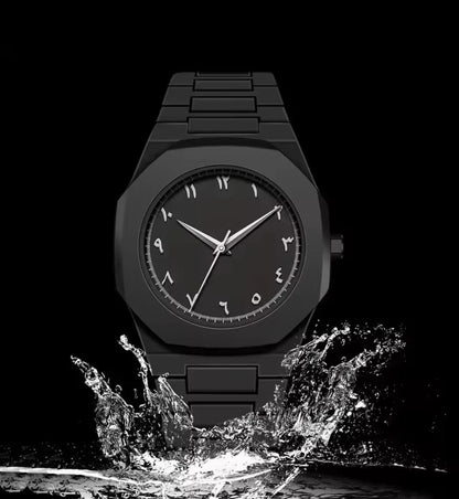 Black Arabic Dial Quartz Watch for Men – Timeless Elegance in Every Second