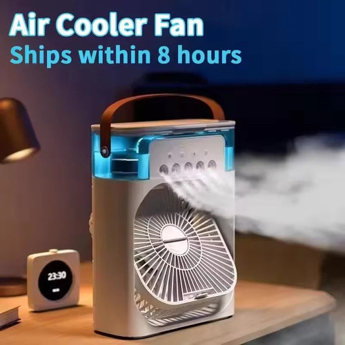 3-in-1 USB Air Cooler Fan – Mini Portable Humidifier with LED Mist & Night Light